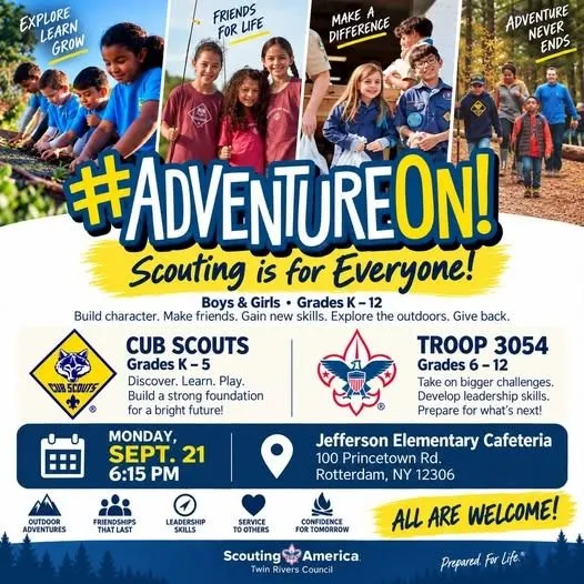 AdventureOn New Scout Night flyer for Sept 21