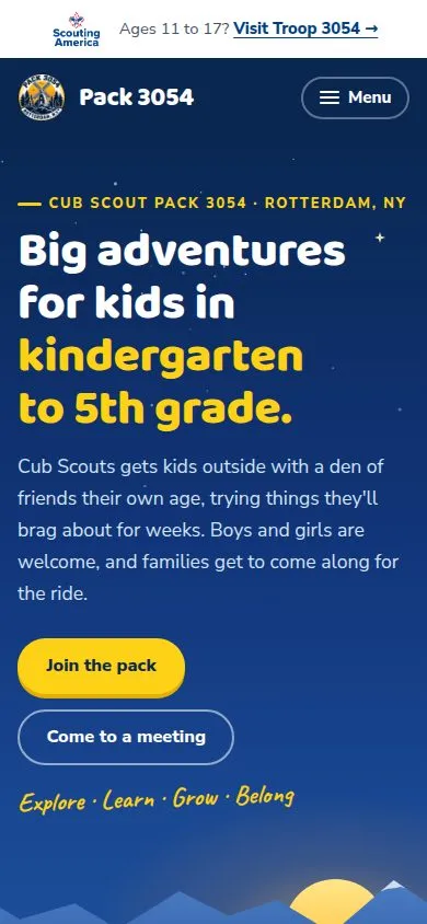 pack3054.org on a phone