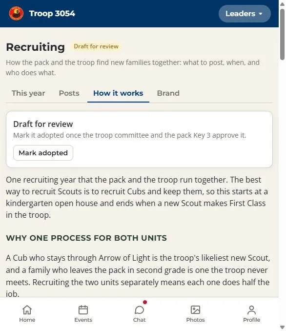 Portal Recruiting page, How it works tab