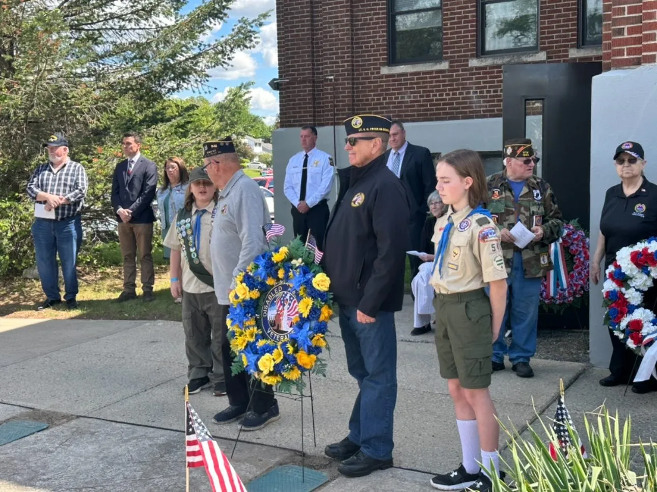 Memorial Day wreath laying with Scouts and veterans